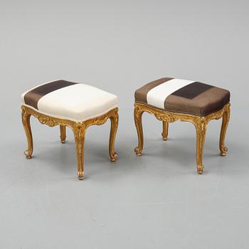 A pair of rococo style stools.