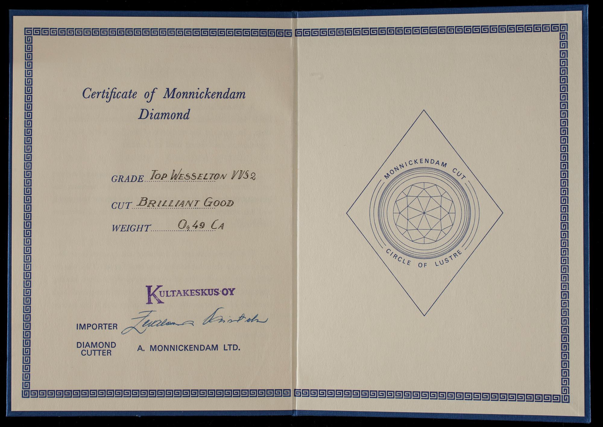 DIAMANT, briljantslipad 0,49 ct F-G (Top Wesselton) / VVS2.