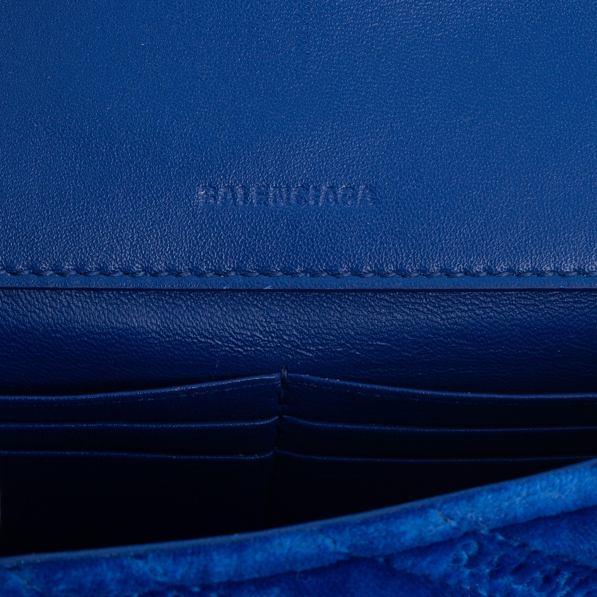 Balenciaga, a 'BB chain' blue velvet bag.