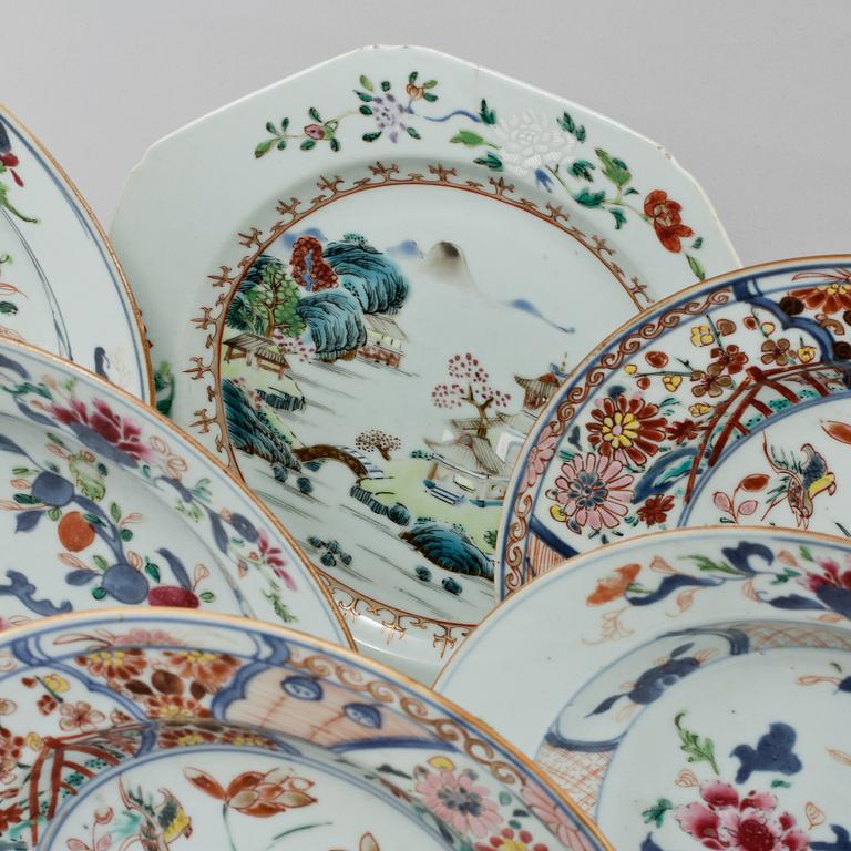 PARTI PORSLIN, 11 delar, Kina, 1700-tal.
