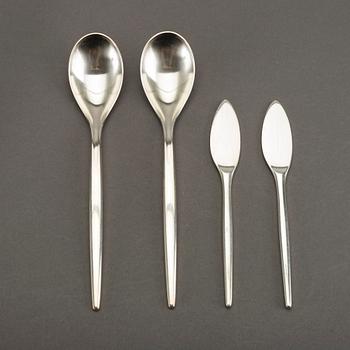 OLE HAGE, sterling silver, bestick, 15 delar, modell "TULIP" för A. Michelsen Danmark, 1900-talets mitt.