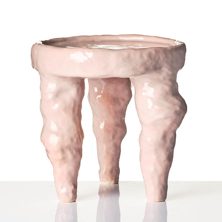 Fanny Ollas, a ceramic stool/sculpture, executed in her studio, Gustavsberg, Stockholm.