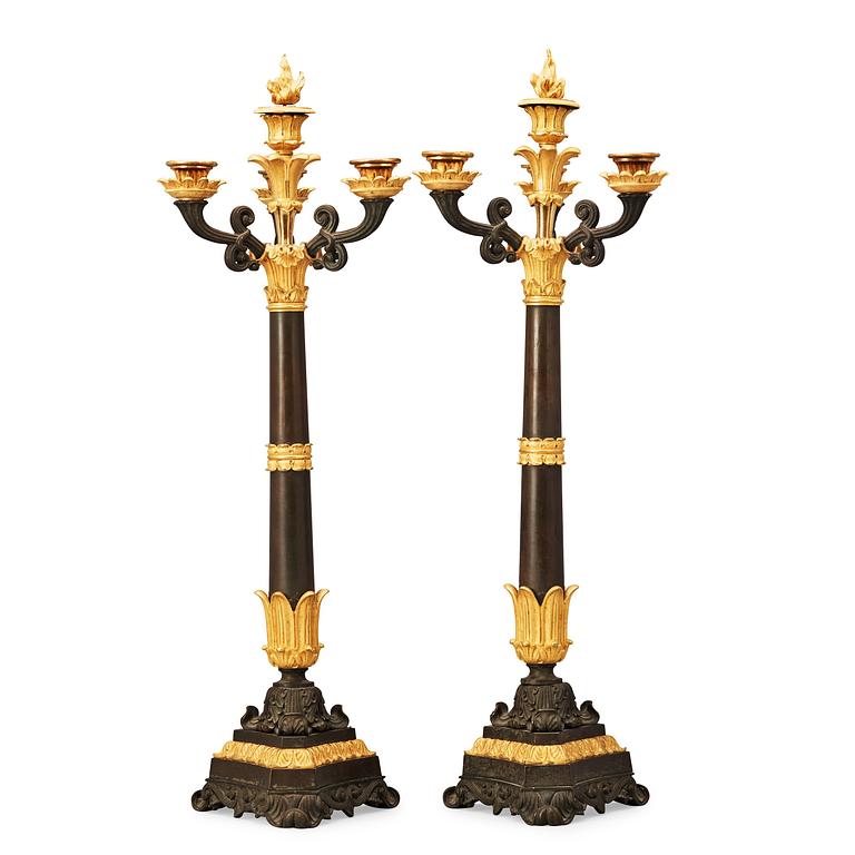 A pair of French Louis Philippe 19th century four-light candelabra.