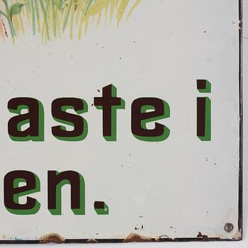 Skylt, emalj, "Lipton's te àr det Finaste i Werlden", Chromo Wolverhampton, England, tidigt 1900-tal.