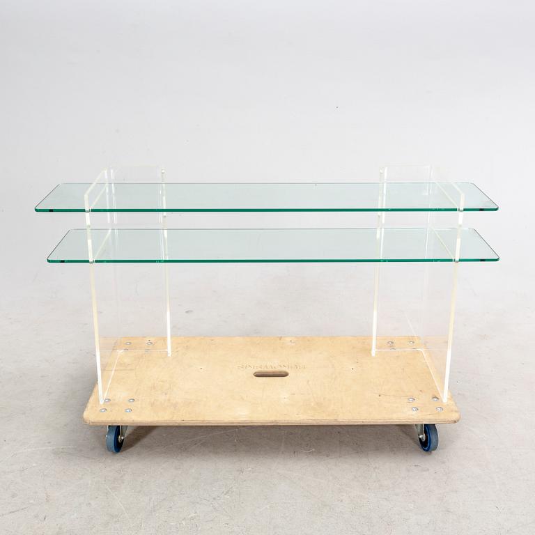 A late 20th century plexi and glass sideboard.