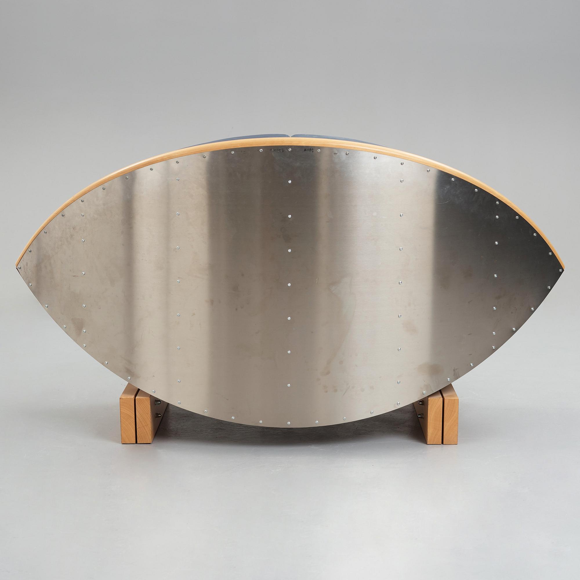 Sigurdur Gustafsson, a "Keflavik", beech, steel and leather sofa, Källemo, Sweden post 2000.