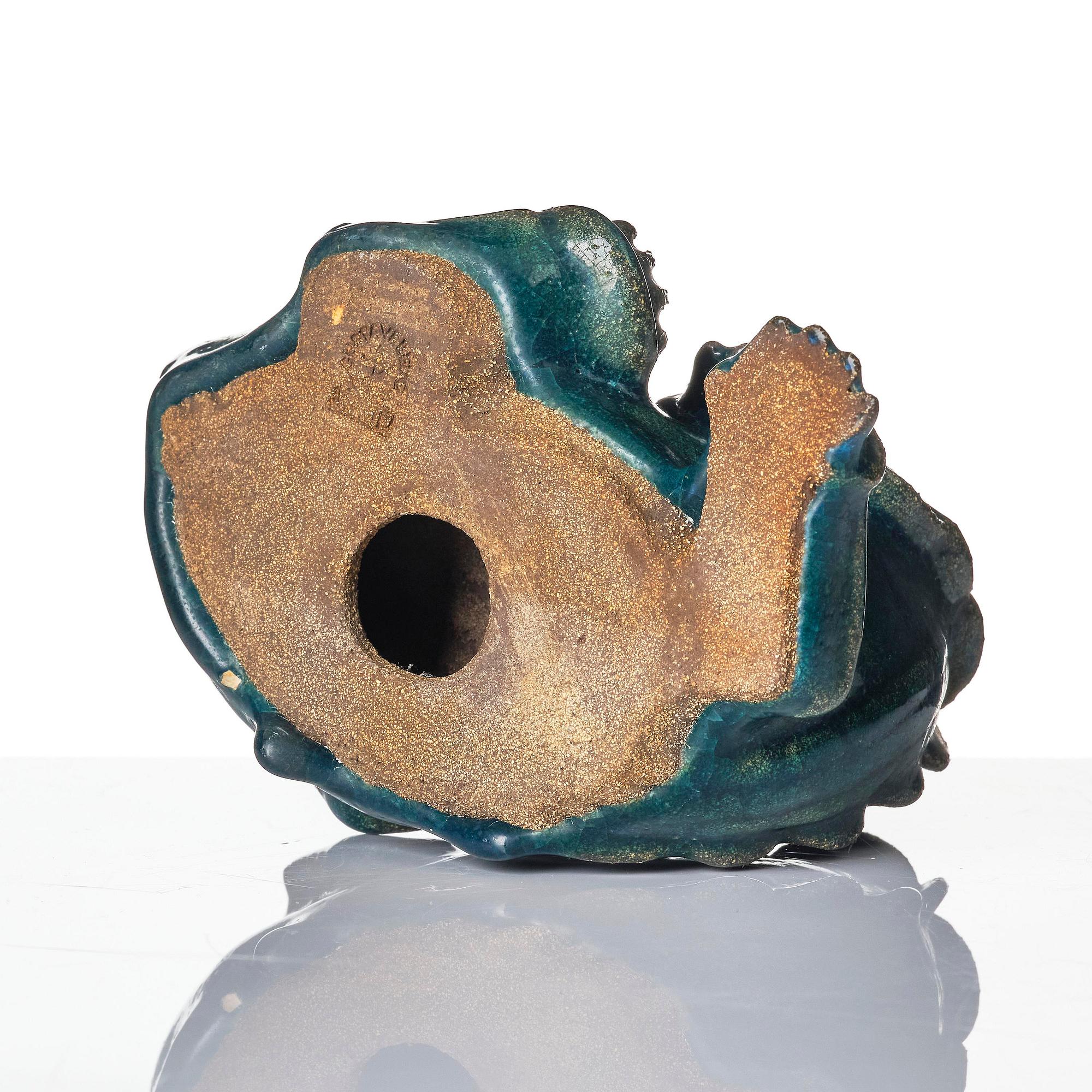 Wilhelm Kåge, a chamotte stoneware sculpture of a dragon puppy, Gustavsberg ca 1940.