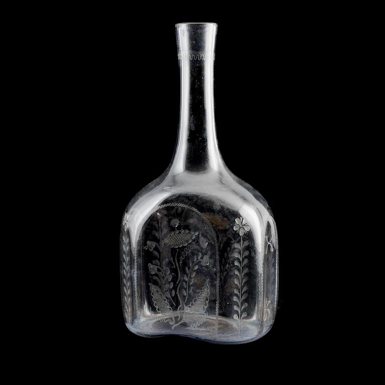 FLASKA, glas, sannolikt Norge, 1800-tal.