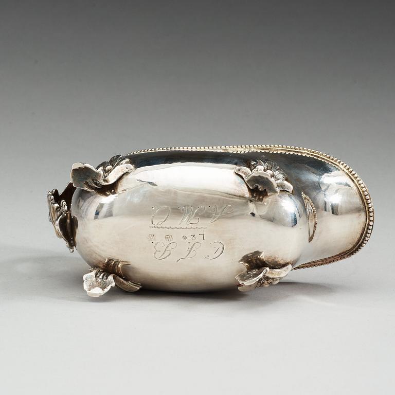 A Swedish 18th century parcel-gilt cream-jug, makers mark of Anders Schotte, Uddevalla 1793.