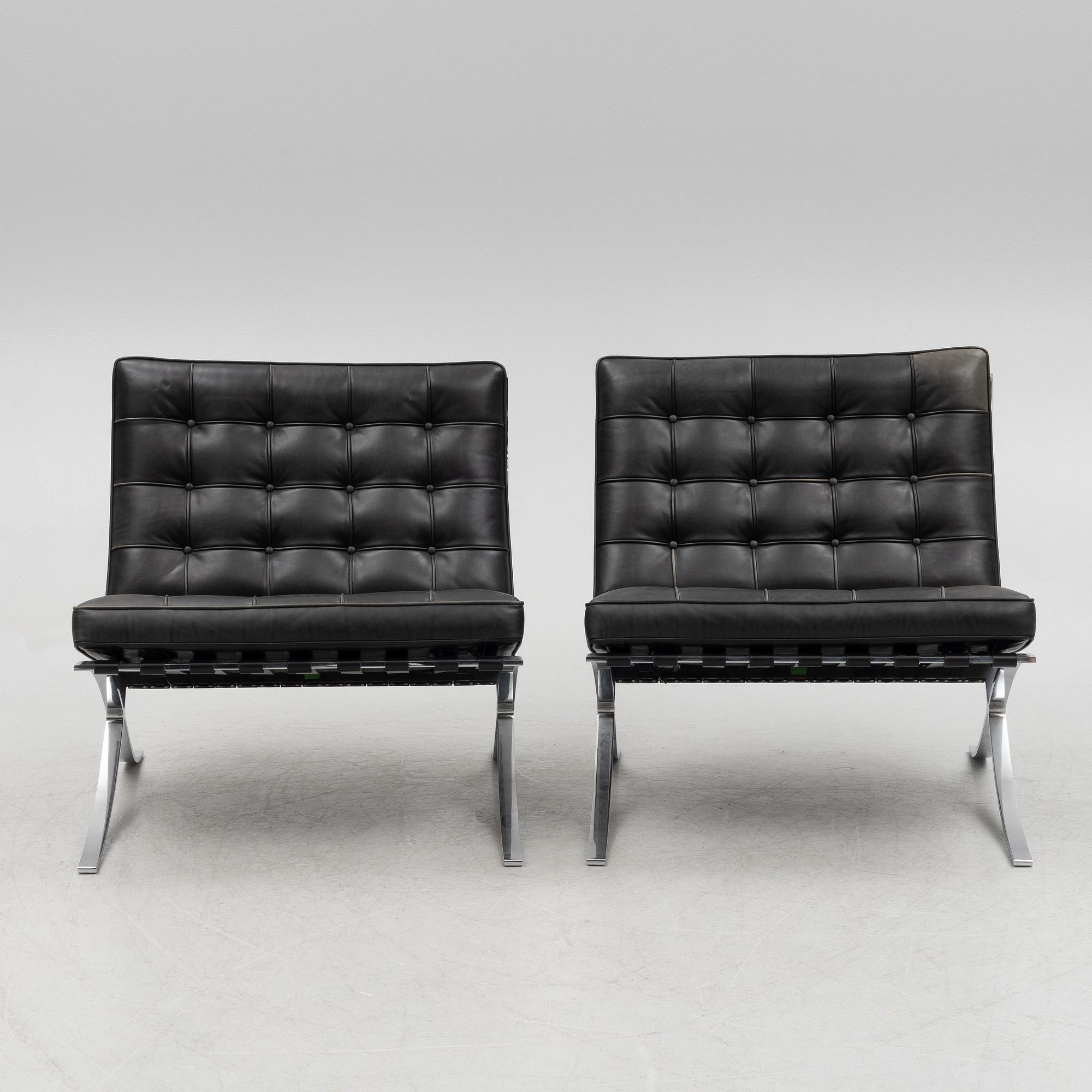 Ludwig Mies van der Rohe, a pair of "Barcelona" lounge chairs, Knoll.