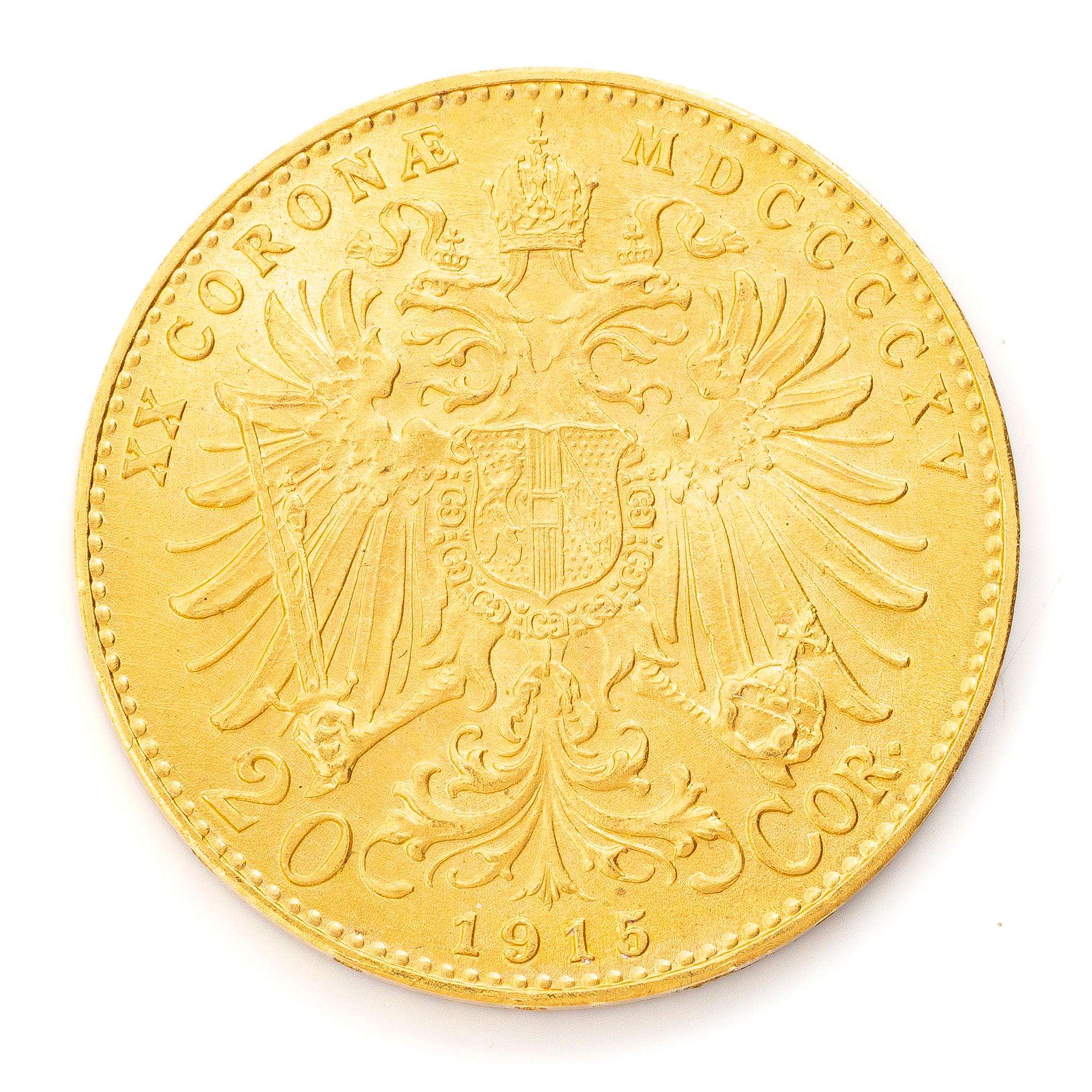 Guldmynt, Österrike-Ungern, Franz Josef, 20 Corona, 1915.