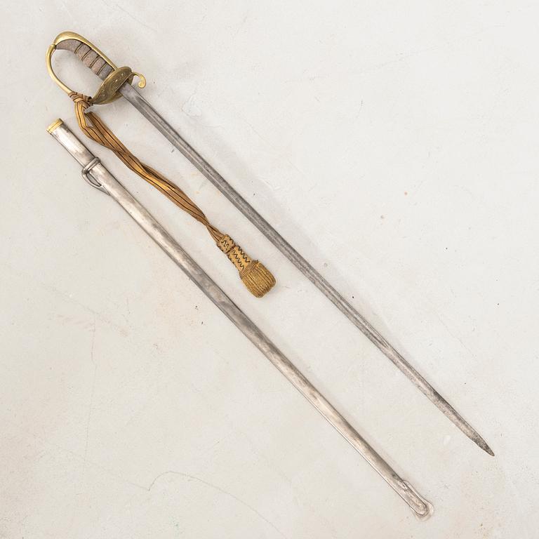 A Swedish infantryofficer's sabre, with scabbard.