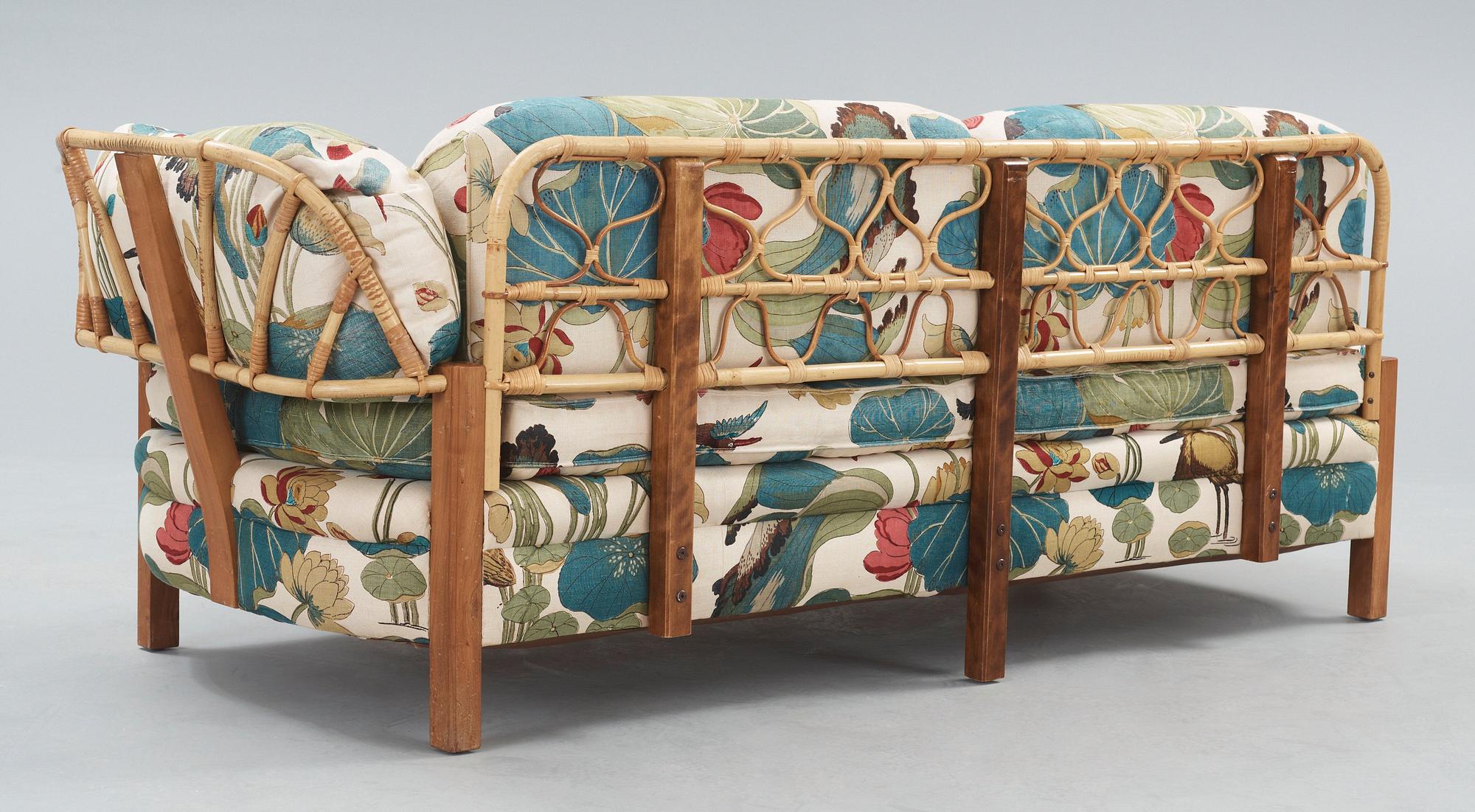 A Josef Frank mahogany and rattan daybed, Svenskt Tenn, model 2145.