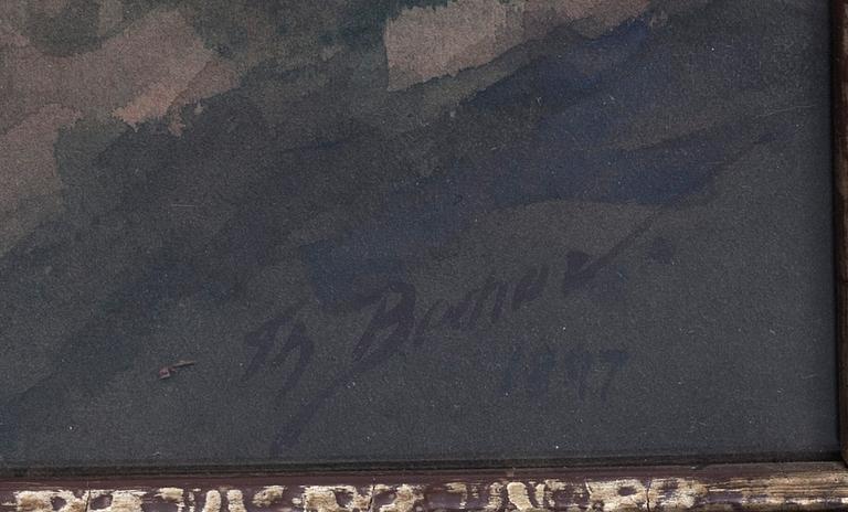 OKÄND KONSTNÄR, akvarell, otydligt sign, daterad 1897.