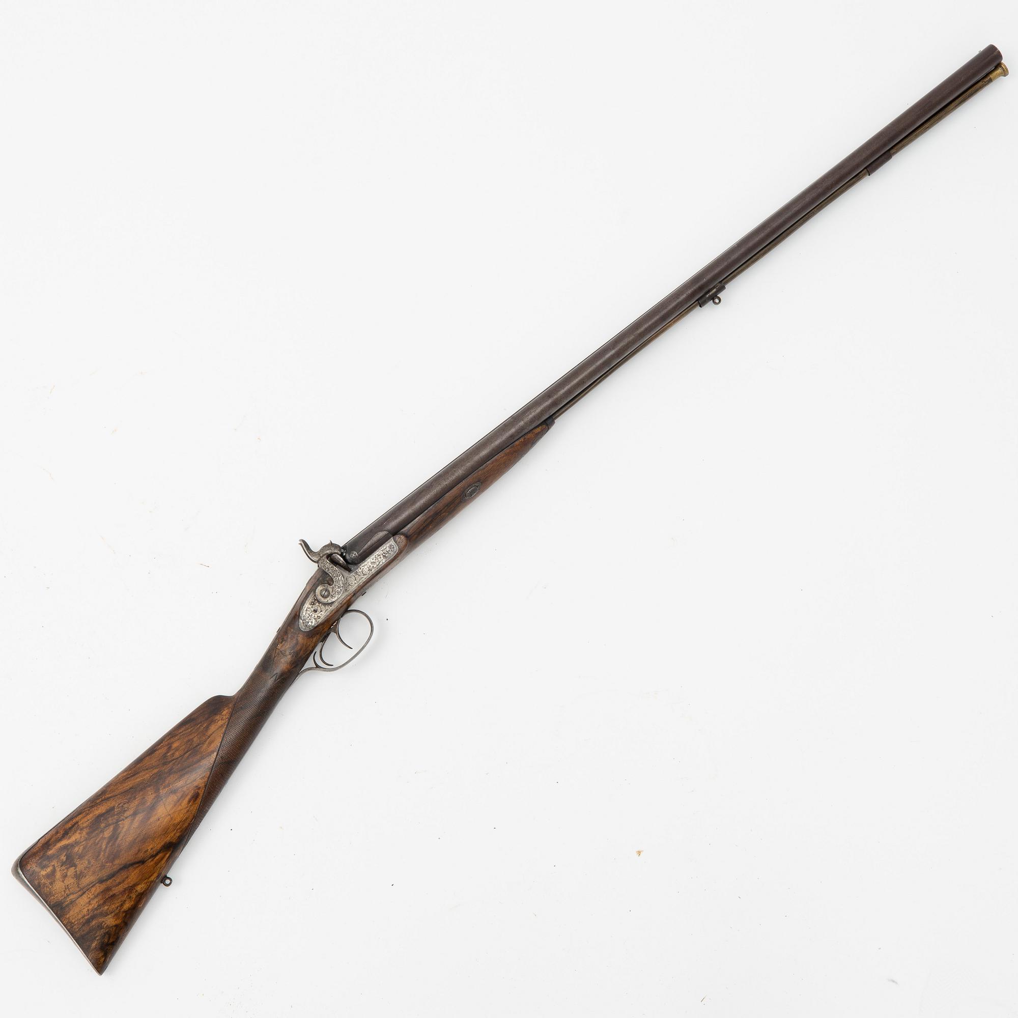 Percussion gun, double barreled, second part of the 19th century.