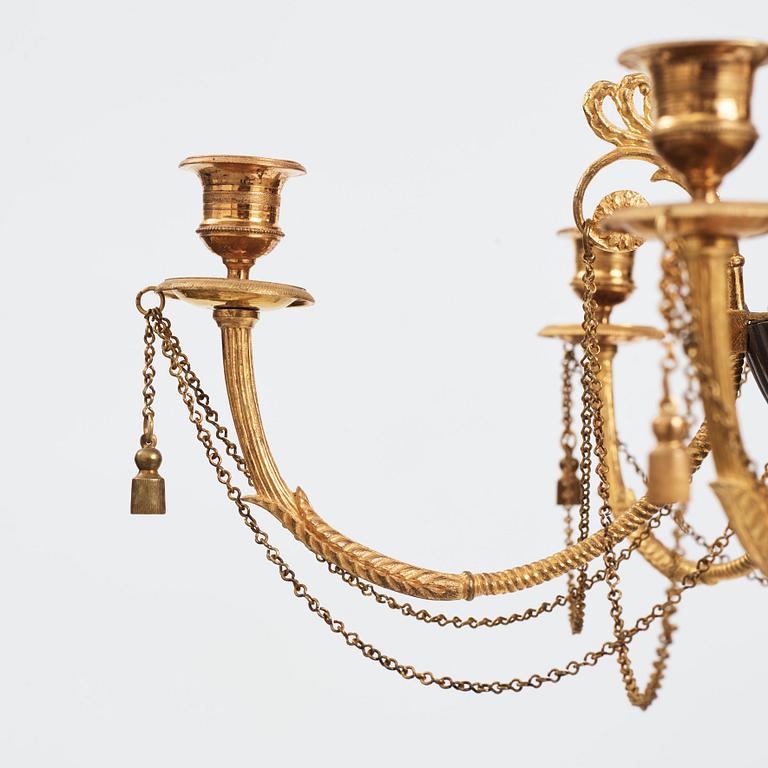 A late Gustavian six-light hanging-lamp, early 19th century.