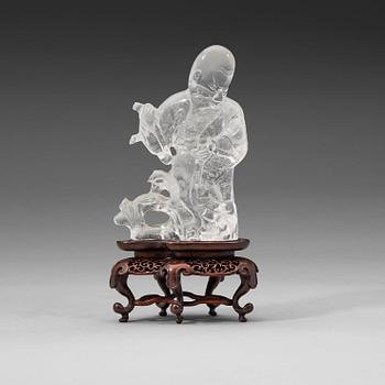 2. A carved rock crystal figure of Sholou, late Qing dynasty/early 20th Century.