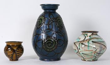 VASER, 3 st, porslin, Herman Kähler, Danmark.