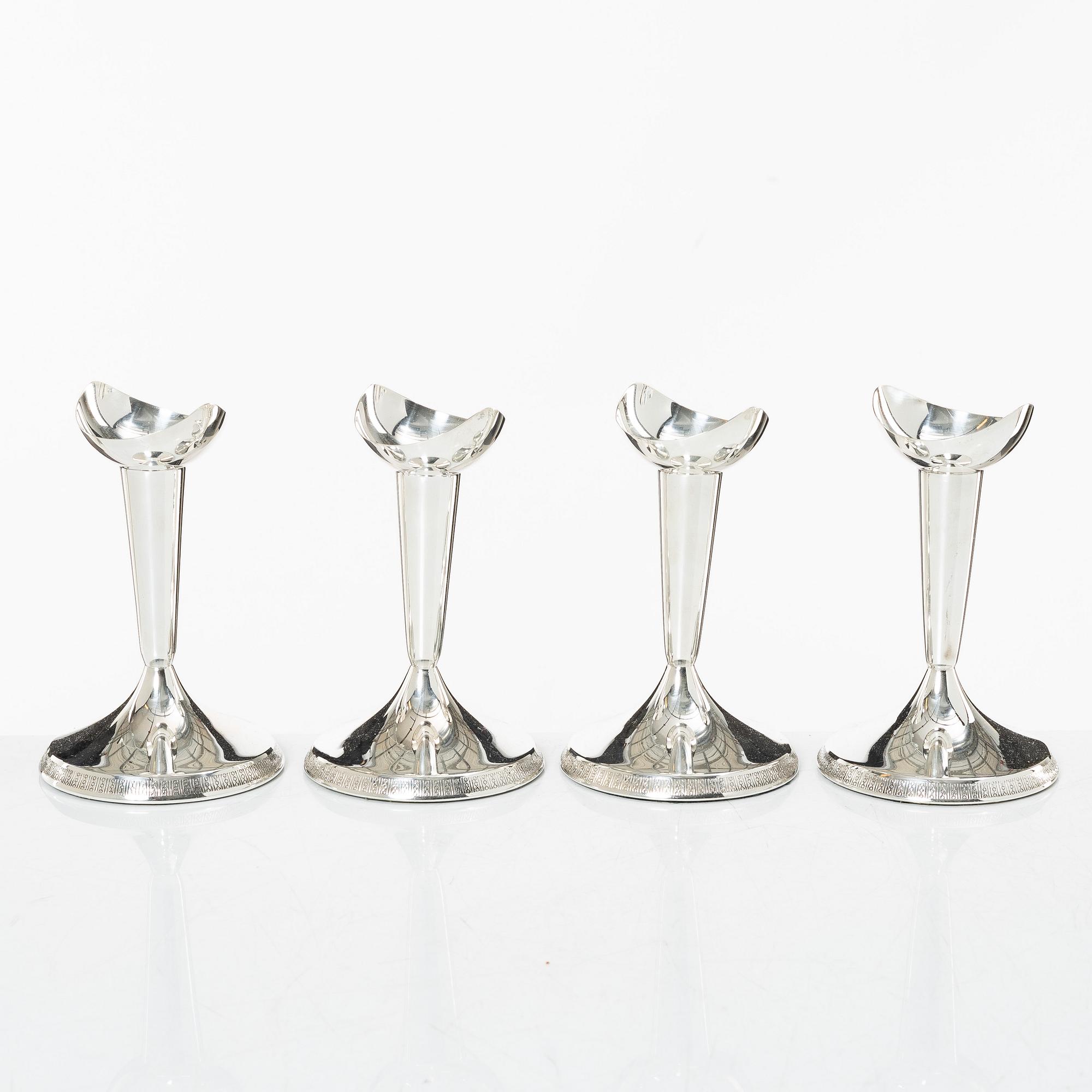 Guldsmedsaktiebolaget (GAB), Ljusstakar, 4 st, silver, GAB, Stockholm 1961-68.