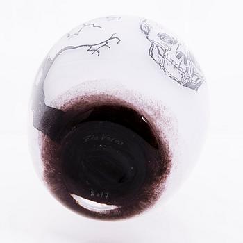 ELLA VARVIO, A glass vase/ sculpture, signed Ella Varvio 2017.