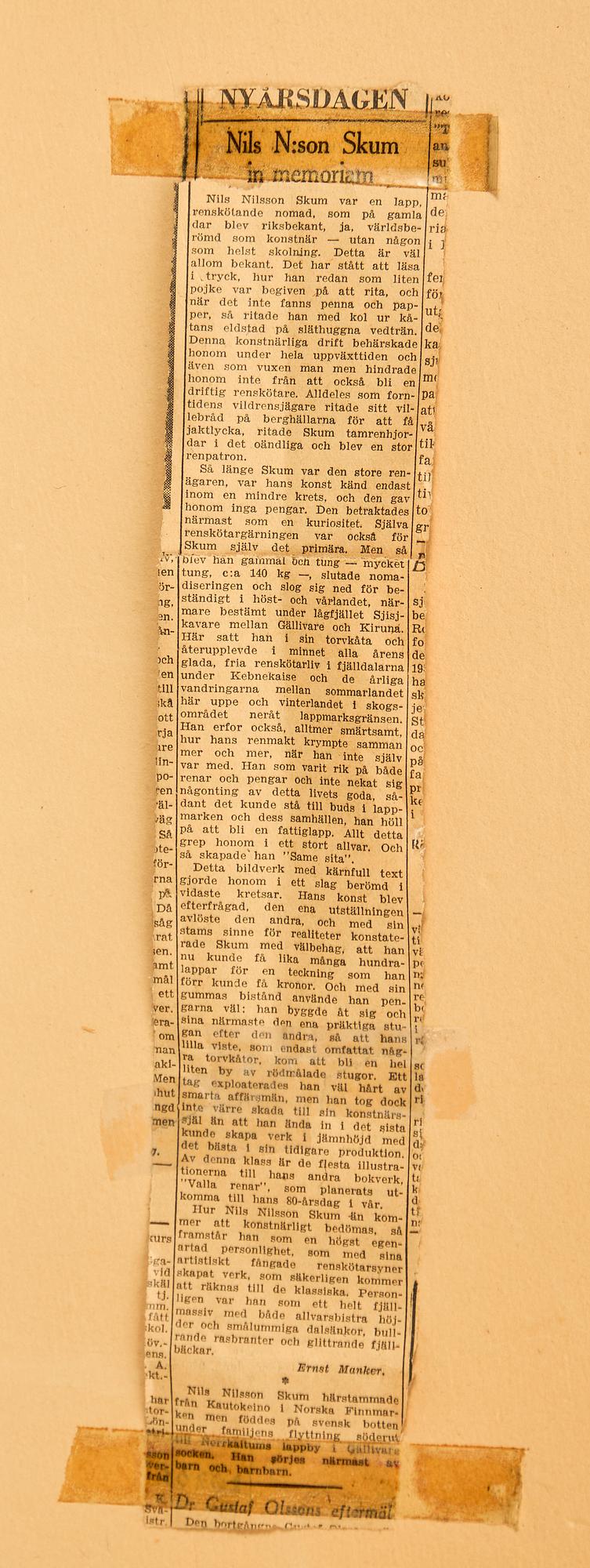 Nils Nilsson Skum, Reindeers.