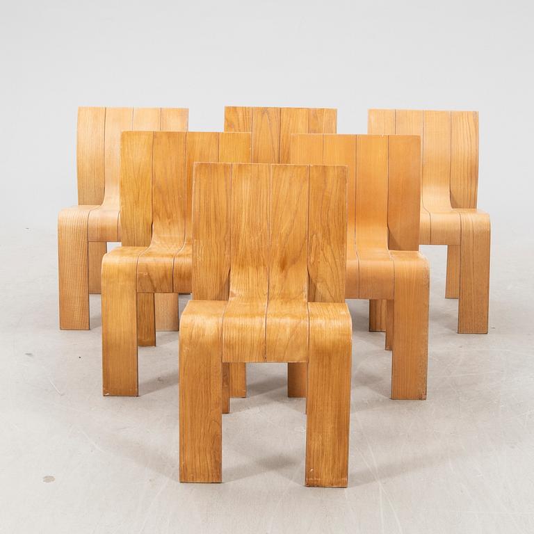 Gijs Bakker,  a set of six 1970s "Strip" chairs for Castelijn Netherlands.