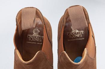 A pair of brown suede 'Gresham' Crockett & Jones boots.