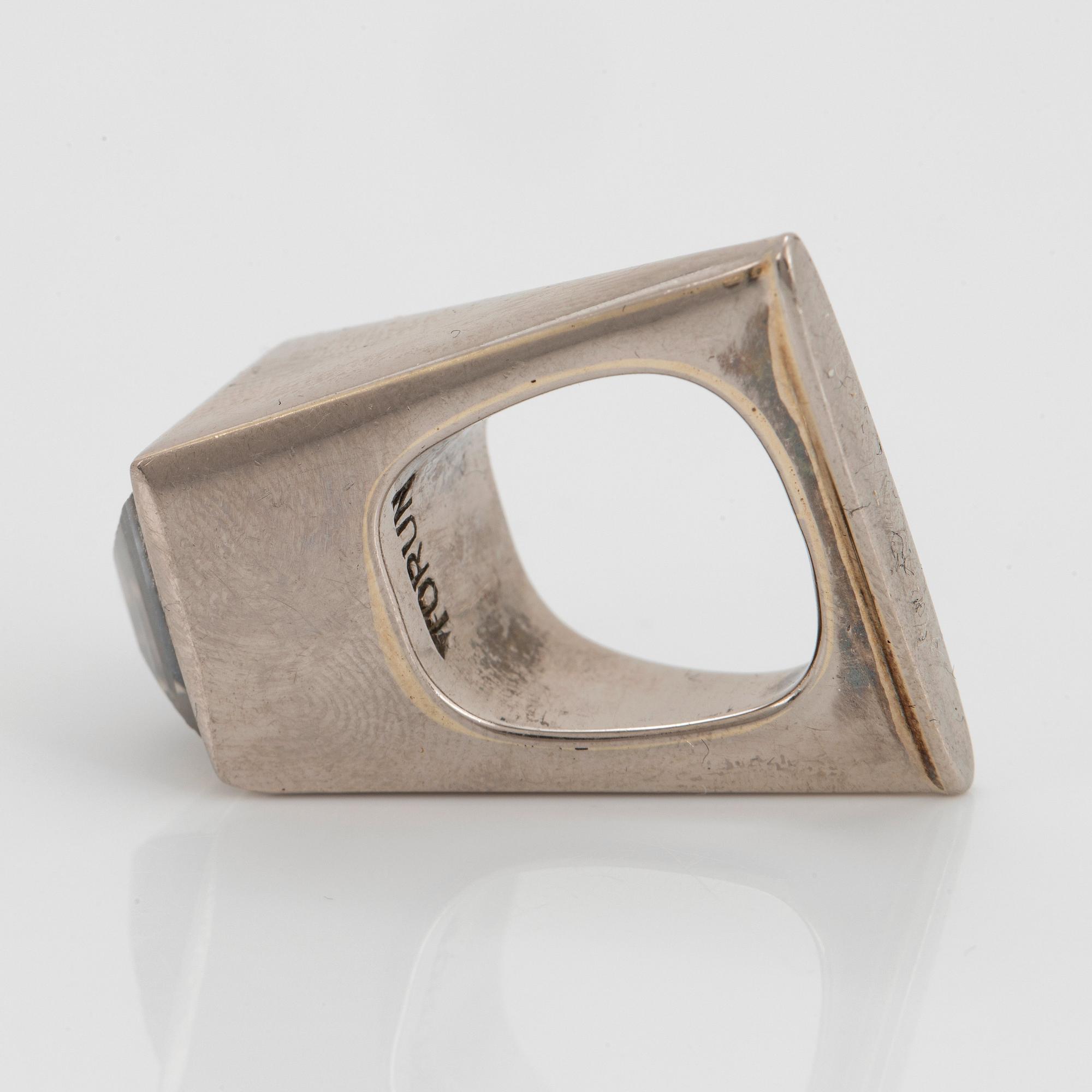 Vivianna Torun Bülow-Hübe, a white gold and facet cut rock crystal ring, executed in her own workshop 1964.