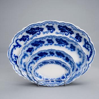 MATSERVIS, 76 delar, flintgods, "Normandy" Flow Blue, Johnson Brothers, England tidigt 1900-tal.