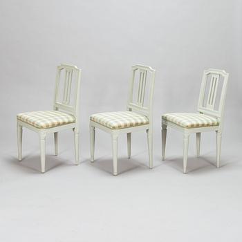 Three late 18th-century Gustavian chairs.