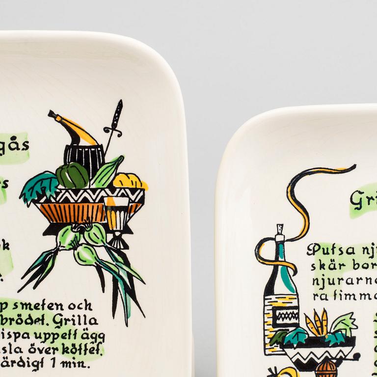 TALLRIKAR, 6 st, flintgods "Grillat" WIDE FÖR DECO HÄLSINGBORG-SWEDEN, 1960-tal.