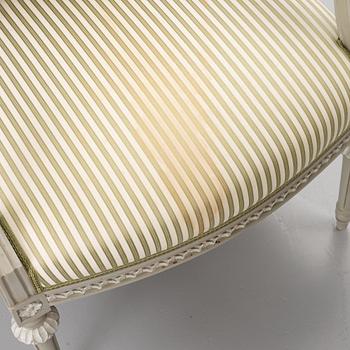 Armchairs, 5 in the Gustavian style, 20th century.