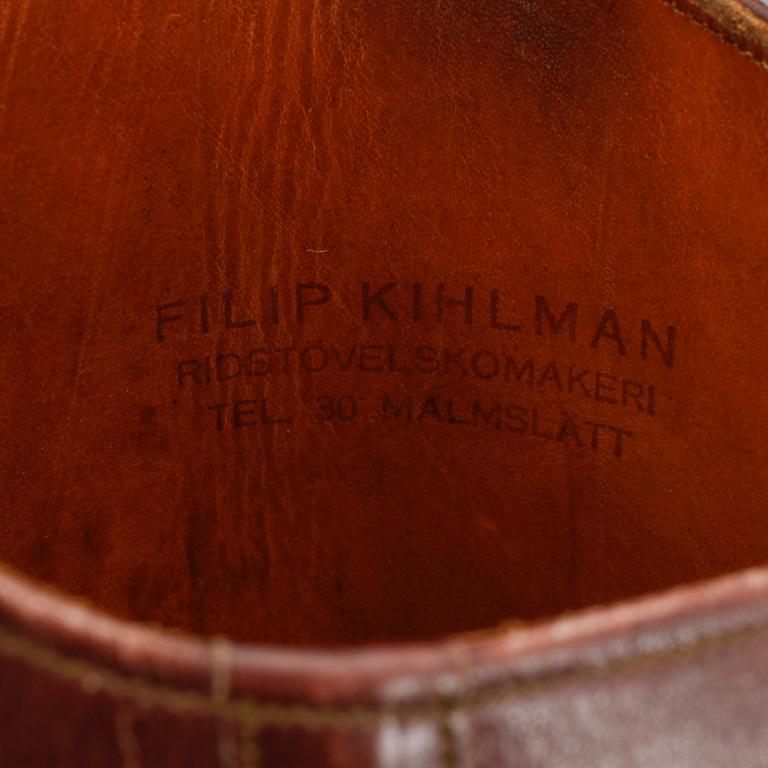 RIDSTÖVLAR, ett par, läder, Filip Kihlman Ridstövelsskomakeri. 1900-talets första hälft.