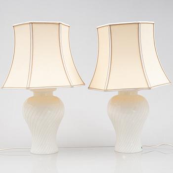 A pair of table lamps, probably Murano, Italy, late 20th Century.