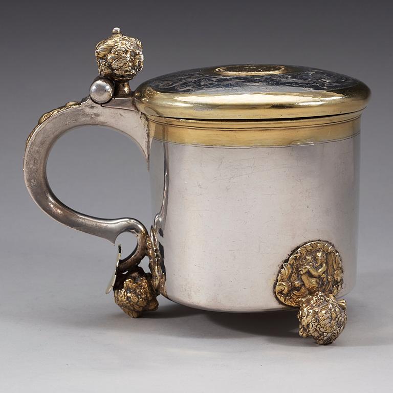 A Swedish 17th century parcel-gilt tankard, marks of Anders Larsson Brun (Norrköping -1659-1672-).