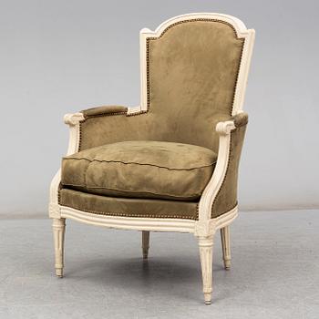 A French Louis XVI bergère, late 18th century.