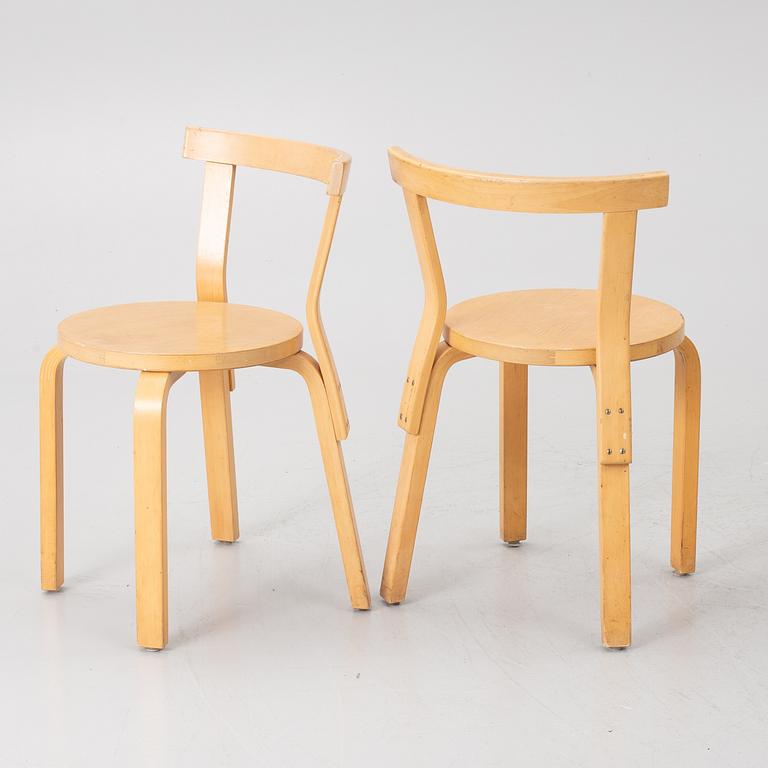 Alvar Aalto, Four model 68 chairs, Artek, Finland.