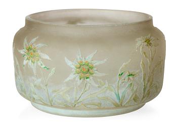 751. A Daum Frères Art Nouveau enameled cameo glass bowl, early 1900's.