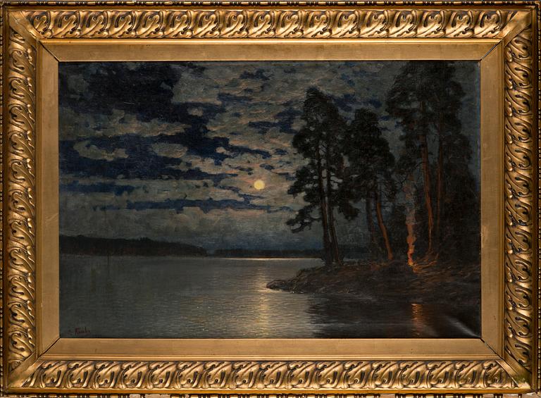 Eugen Taube, Shore view in moonlight.