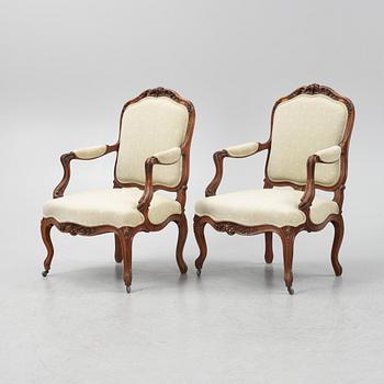 Pair of armchairs, Louis XV style, 20th century.