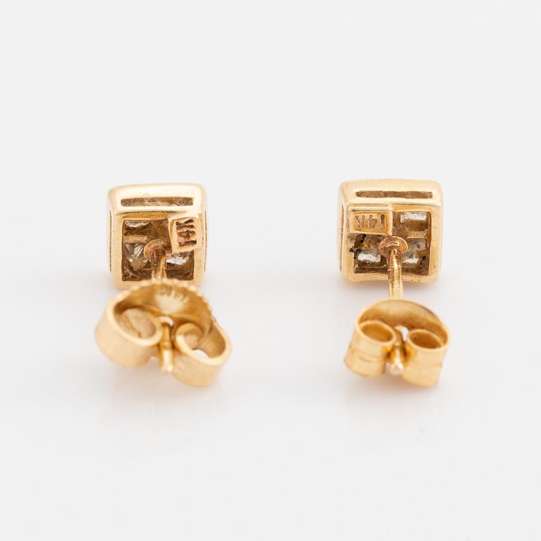 Princess cut diamond earrings.