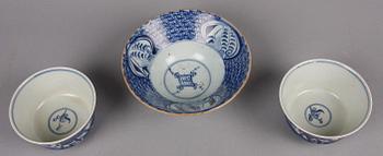 SKÅLAR 3 st. porslin, Kina, 1800-tal.