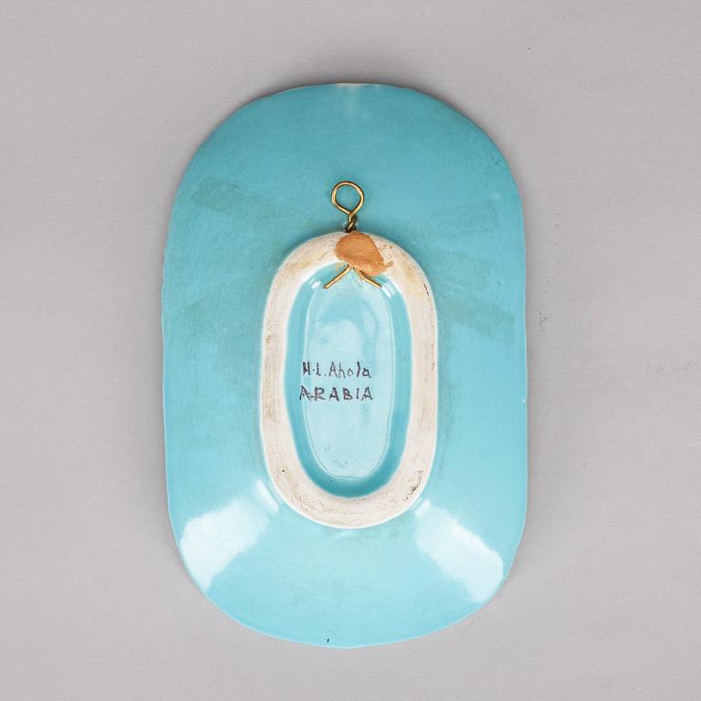 VÄGGPLATTA, keramik, a tergo signerad H. L. Ahola, Arabia.