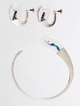 A Björn Weckström bangle and earrings by Lapponia, Finland 1976.