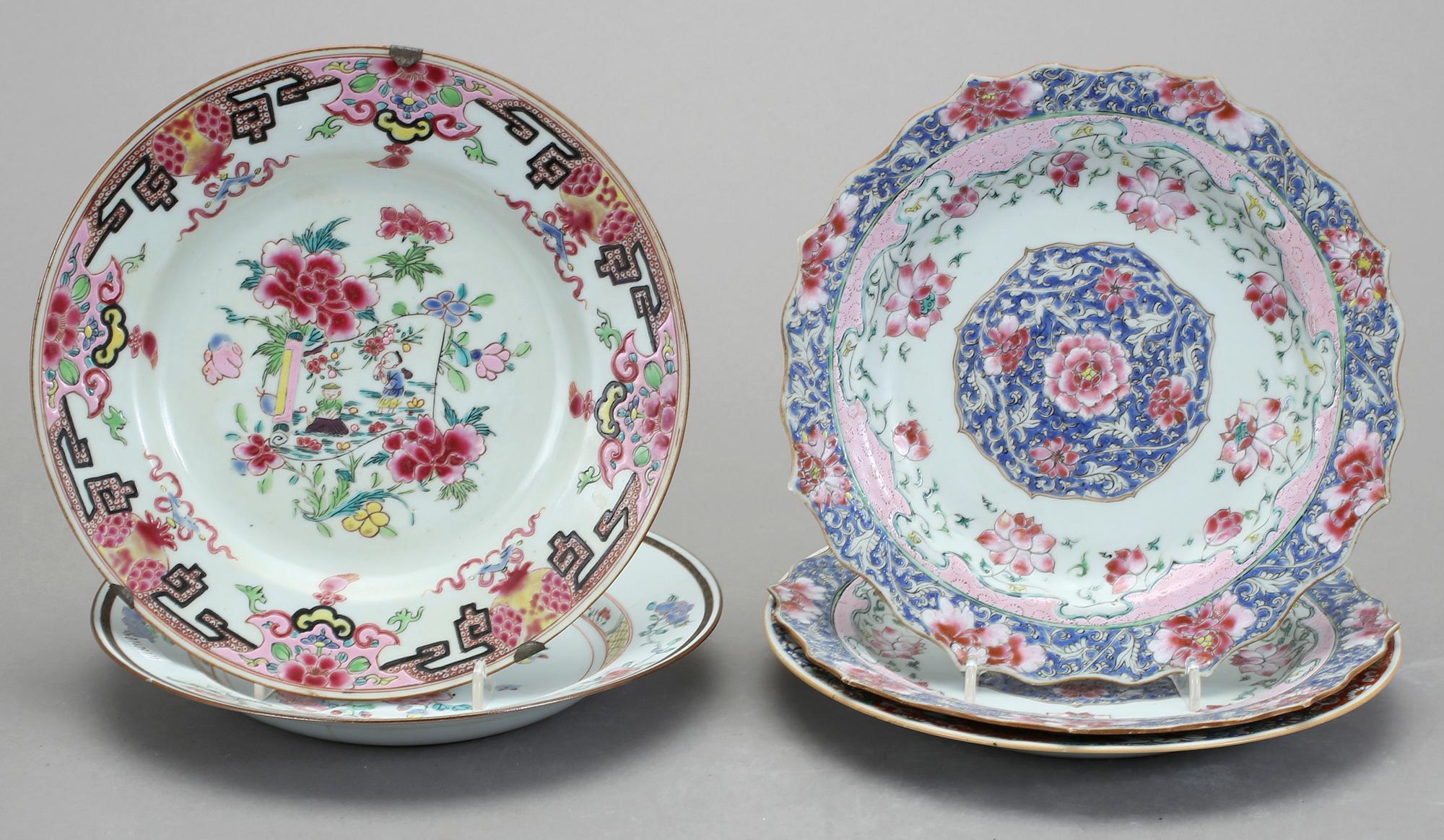 TALLRIKAR, 7 stycken. Porslin. Chien-Lung, Kina, 1736-1795.