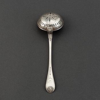 A Swedish 19th century silver caster-spoon, mark of AJ Björkman, Stockholm 1830.