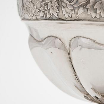 A lidded silver sugar bowl, maker's mark of Carl Johan Österman, Turku, Finland 1842.