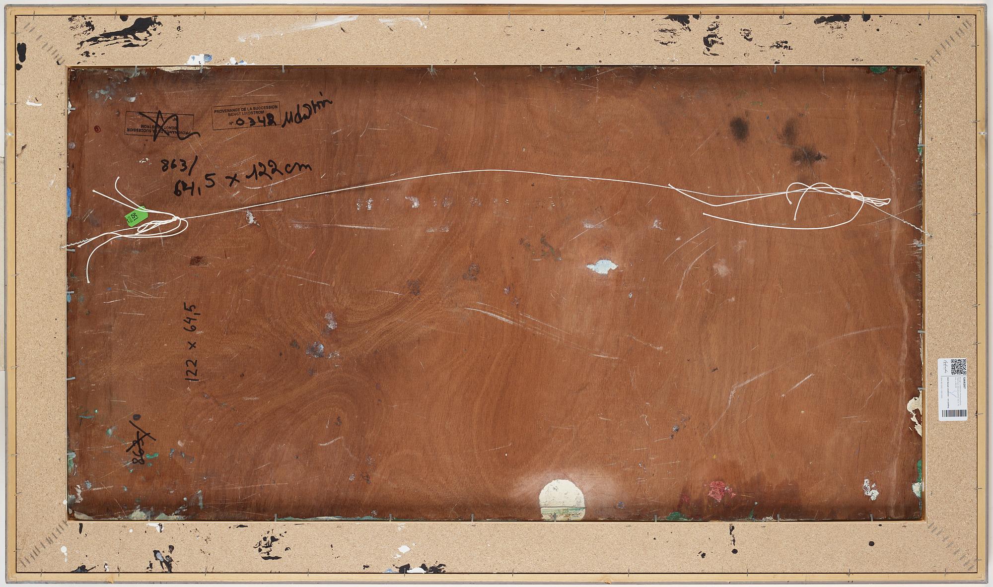 Bengt Lindström, oil on panel, 1960s, estate stamp verso.
