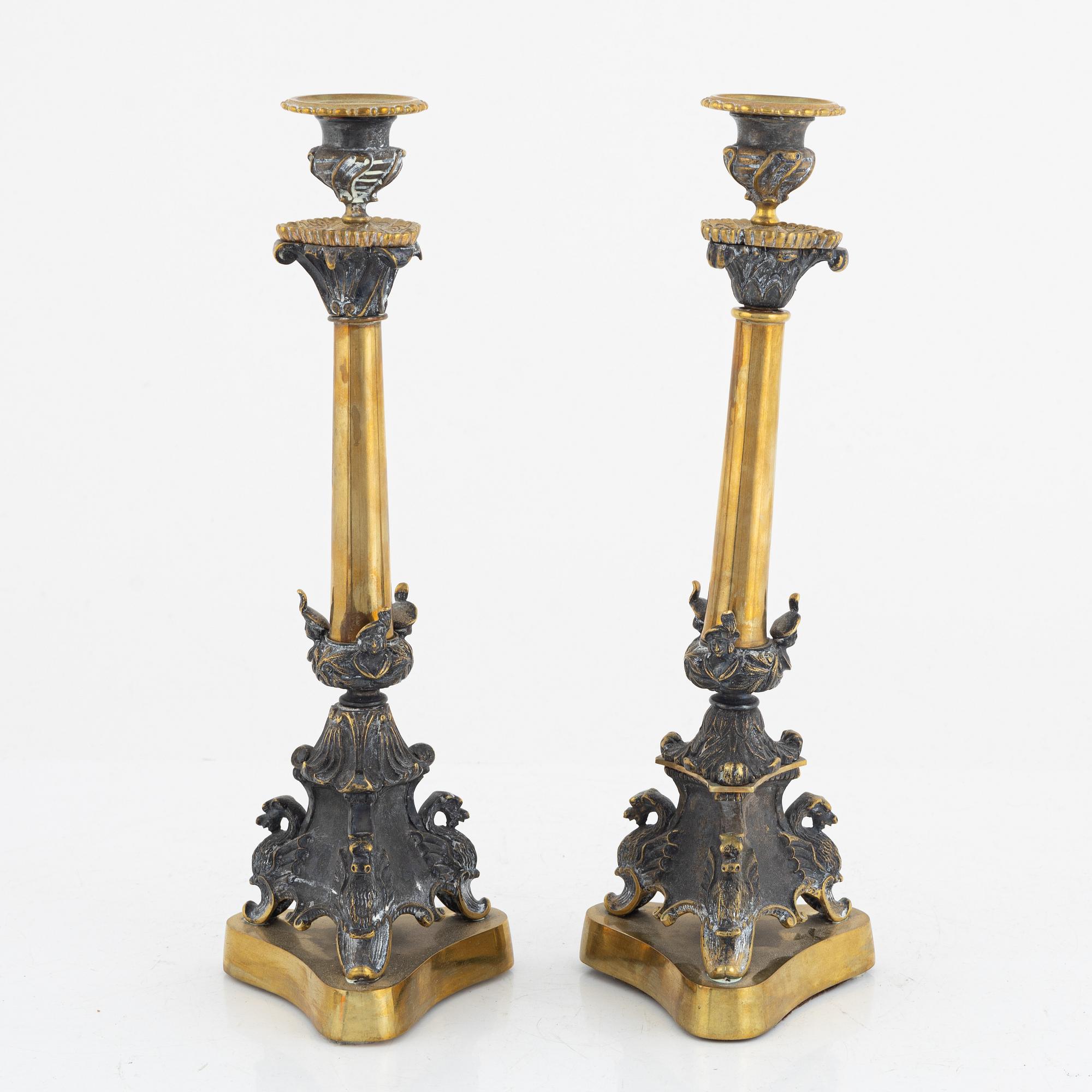 A Pair of Candlesticks, late 19th Century.
