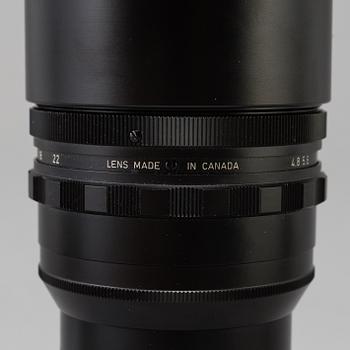 A black Leica Telyt 1:4,8/280 lens no 2298867, Leitz Canada.